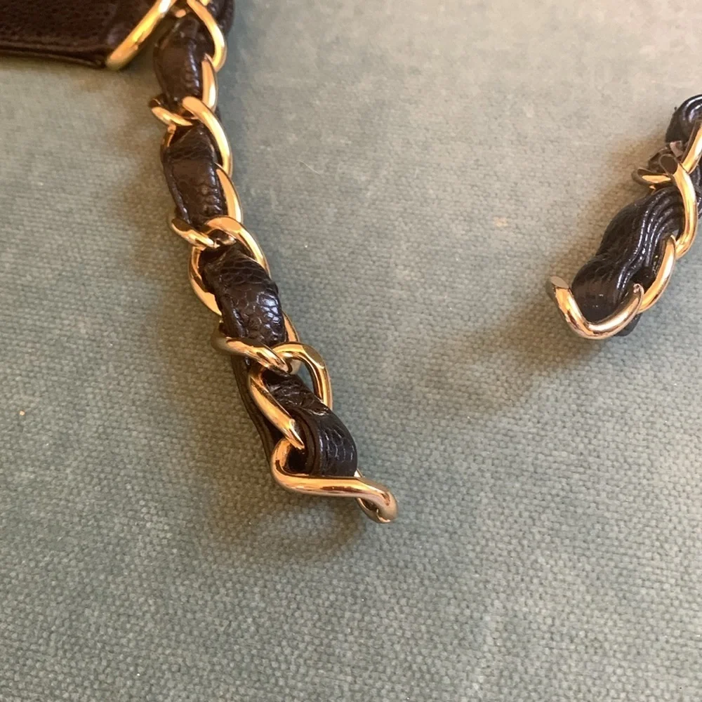 Chanel Petite Caviar tote black gold authentic “ needs strap rings “